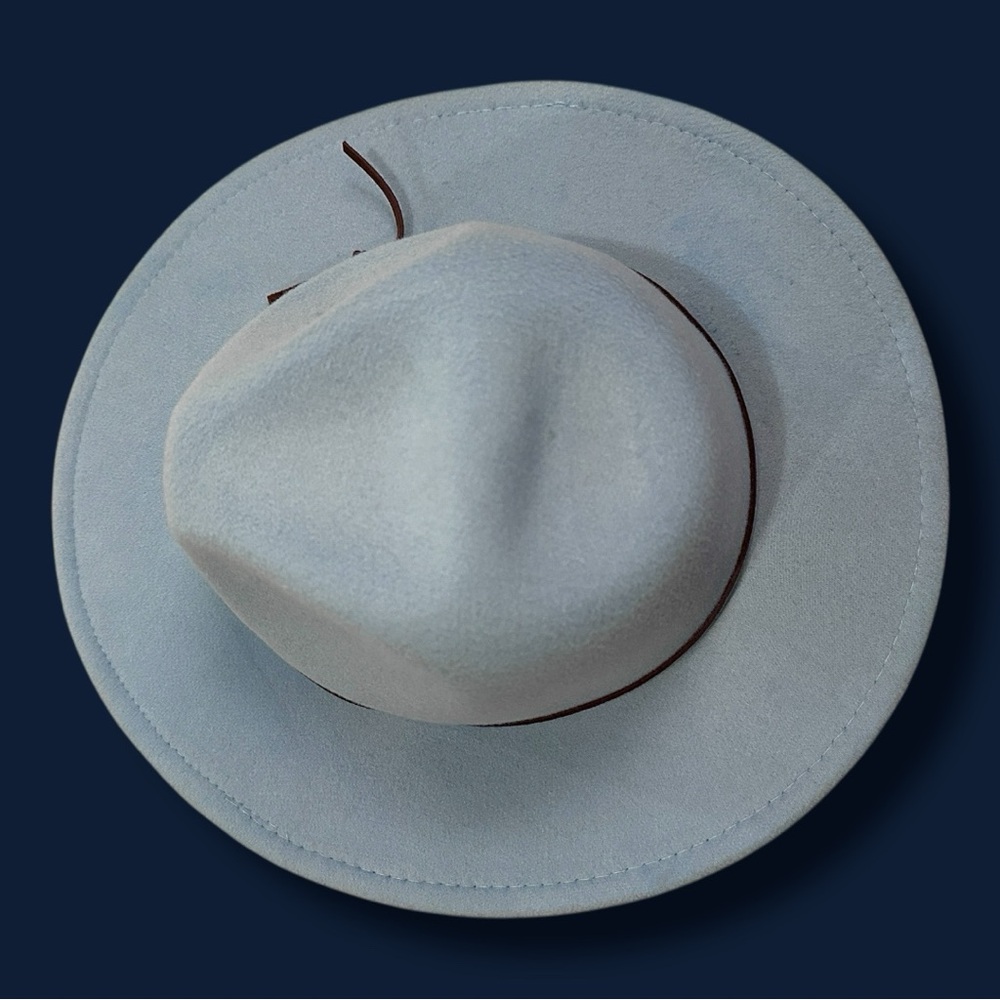 ⭐️HP💫EUC UnBranded Felt Western Style Fedora in Powdered Blue. OS 👒 - Picture 5 of 11